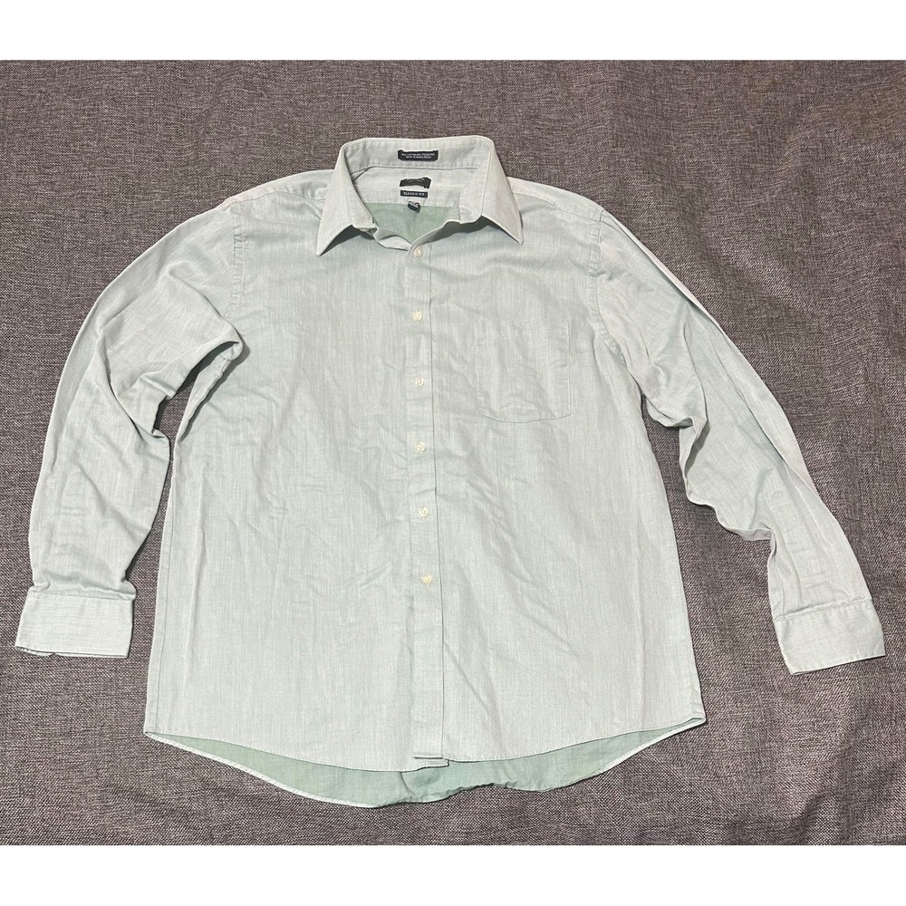 Arrow‎ Classic Fit Men's 16-16 1/2 34/35 Light Green Long Sleeve Shirt
